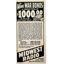 1944 Midwest Radio Win War Bonds WW2 Advertisement Cincinnati Ohio Milit... - $13.96 CAD