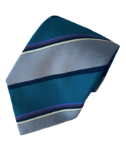 Enrico Rossini Men’s Grey Green Striped Necktie Tie ETY - £4.92 GBP