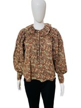 Doen Women&#39;s Ruffle Floral Printed Pleated Cotton Blouse Shirt Tunic Top Size S - £136.50 GBP