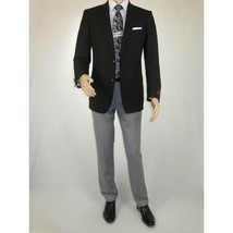 Men's RENOIR Classic Blazer Jacket 100% Wool Single breasted Notch 509-1 Black image 2
