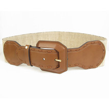 RALPH LAUREN Tan Brown Faux Leather Stretch Wide Belt M - £31.46 GBP