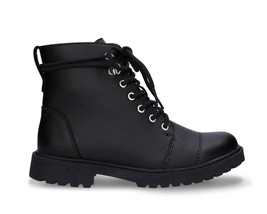 Stivaletti neri montone combat con fodera calda in cotone pelle vegana s... - $110.29