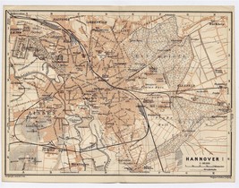 1910 Original Antique Map Of Hanover Hannover Lower Saxony Niedersachsen Germany - £13.66 GBP