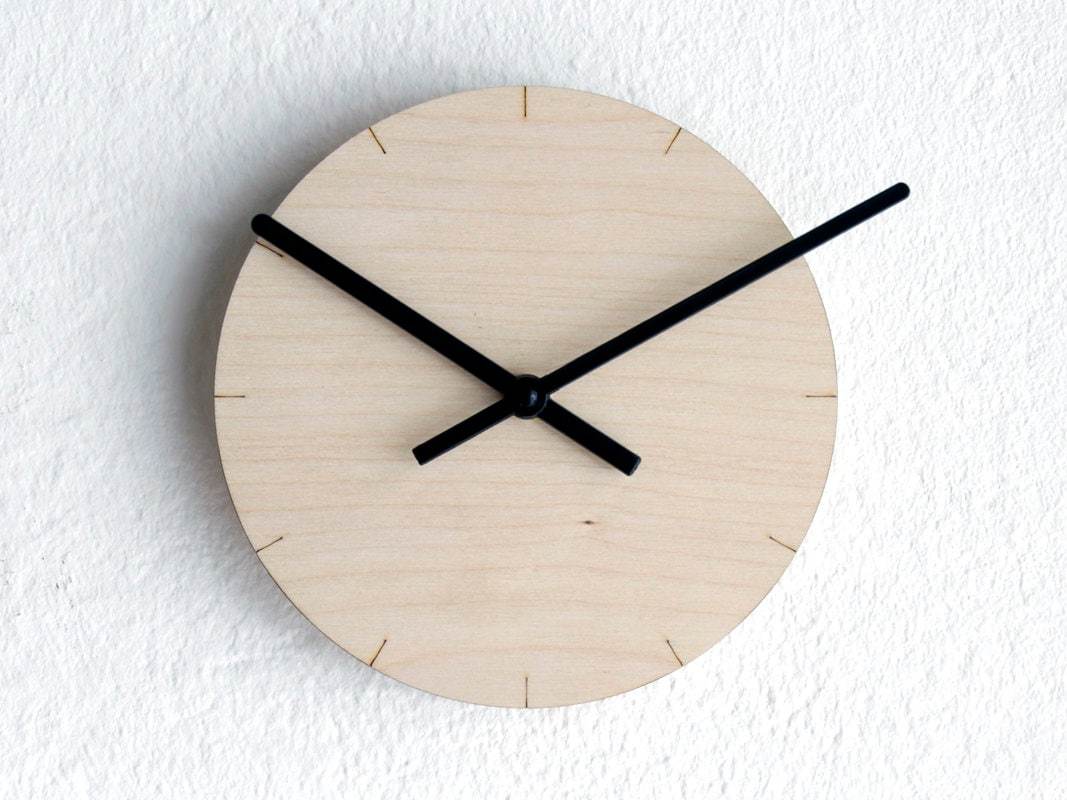 7&quot; Minimalist Birch Wall Clock, Quiet No Ticking Round Design, Small Mod... - $29.00
