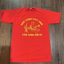 USS Iowa BB-61 Mens Graphic T-Shirt Red Yellow Crew Neck Tee M - $19.79