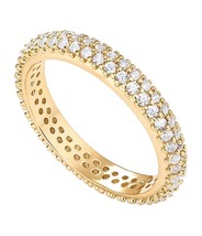 14K Gold Plated Cubic Zirconia Double Row Eternity for - £40.47 GBP