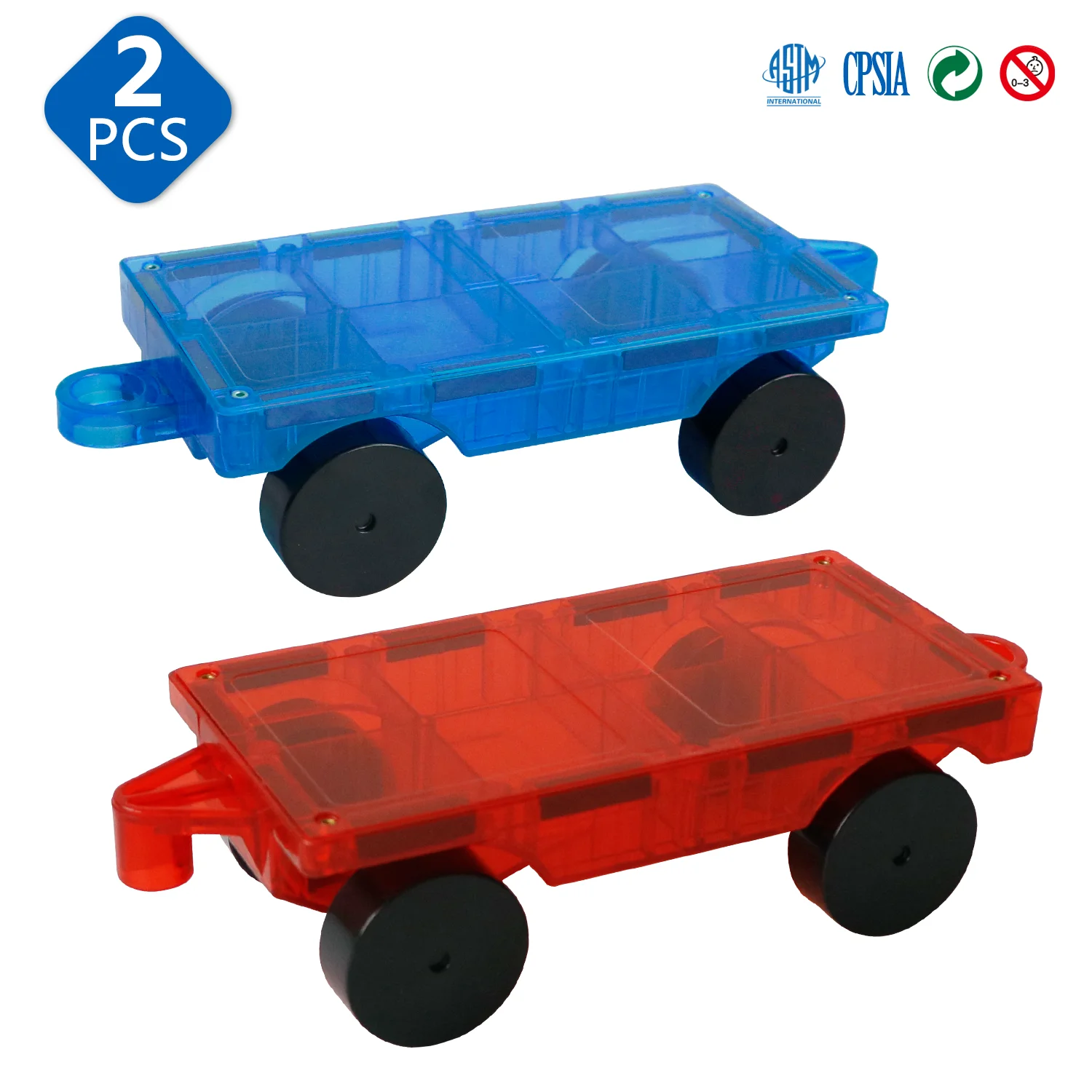 2 Piece Car Set Suitable for Big Size Magnetic Building Blocks Magnet Tiles - £27.98 GBP+