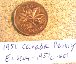 1951 Canada Penny Rim Strike Errors; Vintage Old Coin Foreign Money - £3.89 GBP