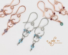 Handmade copper or stainless steel earrings: Beaded Figure 8 Swirl with ... - $21.00