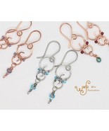 Handmade copper or stainless steel earrings: Beaded Figure 8 Swirl with ... - €17,97 EUR