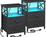 Night Stand Set 2, Led Nightstands For Bedroom Set Of 2 With Fast Chargi... - $259.99