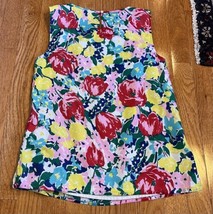 Talbots Sleeveless Roses Floral pleated Back Button Top Blouse 2P petite... - $14.82