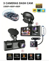 Dash Cam Front and Rear Inside 1080p G Sensor DVR 3 Way Lens - £32.69 GBP