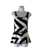 NY &amp; Co Peplum Blouse Black White Knit Belted Sleeveless Womens Size XS ... - $9.90