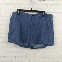 Old Navy Shorts Womens 14 Blue Linen Blend Chambray Mid Rise Casual Pockets - £14.08 GBP