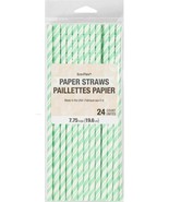 Paper Straws Fresh Mint Green &amp; White Stripe 24 Pack Green Party Supplie... - £4.74 GBP