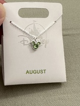 Disney Parks Mickey Mouse Faux Peridot August Birthstone Necklace Silver... - £25.87 GBP