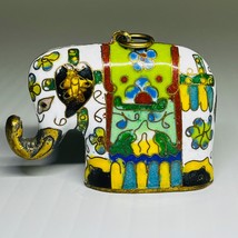 Elephant Pendant Cloisonné Lucky Brass Vintage Colorful Asian - £19.95 GBP