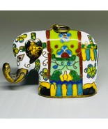 Elephant Pendant Cloisonné Lucky Brass Vintage Colorful Asian - £19.78 GBP