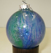 Blue Green Purple Drip Color Glass Ornament Christmas Decor - £5.37 GBP