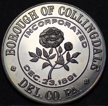 Gem Unc 38.5mm Collingdale Pennsylvania Diamond Jubilee Medallion~1966~F... - $8.81