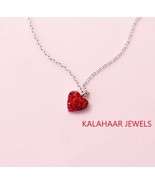 Lucky Charm Red Cubic Zirconia Heart Shape Pendant Necklace for Women Gi... - £77.17 GBP