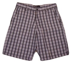 Billabong Plaid Flat Front Shorts Men&#39;s W32 Inseam 10&quot; Beige Cotton Blend - £15.58 GBP