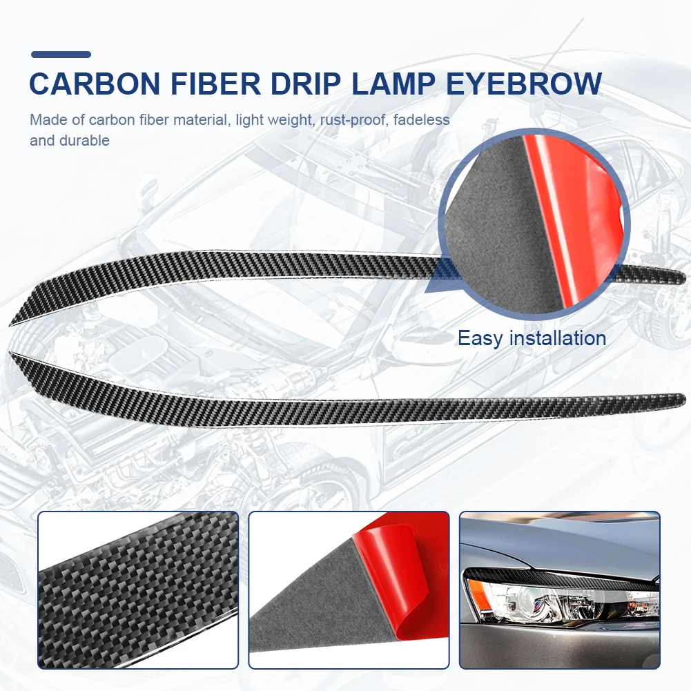 Carbon Fiber Headlight Eyelid Eyebrow Trim for Mitsubishi Lancer Evo - £21.31 GBP