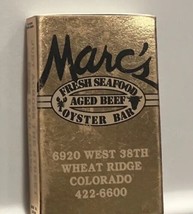 Marc&#39;s Oyster Bar Matchbook Cover - Wheat Ridge, Colorado - £5.26 GBP