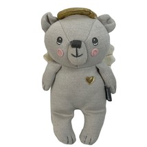 Hallmark Guardian Angel Bear 8&quot; Beanbag Stuffed Animal Gray Knit Plush - $9.44