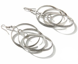 Hoop Earrings Silver 3 Circle Glitter Ring Triple Drop Dangle Hook Ideal Gift - £4.97 GBP