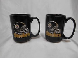 Old Vtg Pittsburgh Steelers Coffee Cup Mug Lot 2 Nfl Souvenir Relief Sculpture L - $39.59