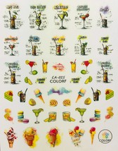 Nail Art 3D Decal Stickers Cocktails Bar Drinks Ice Cream Cone CA025 - £2.58 GBP