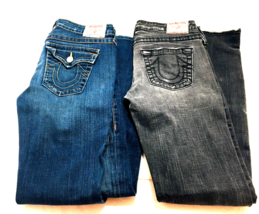 True Religion Jeans (Lot of 2)  W 29&quot;x 32&quot; Blue &amp; Gray Denim World Tour - £52.38 GBP