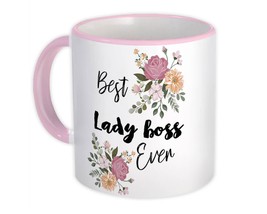 Best LADY BOSS Ever : Gift Mug Flowers Floral Boho Vintage Pastel - £12.56 GBP