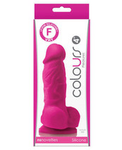 Colours Pleasures 4&quot; Dong w/Balls &amp; Suction Cup - Pink - $27.54