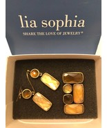 Vtg LIA SOPHIA Beautiful Pendant &amp; Earring Set ~ Gold Tone with Faceted ... - £12.45 GBP