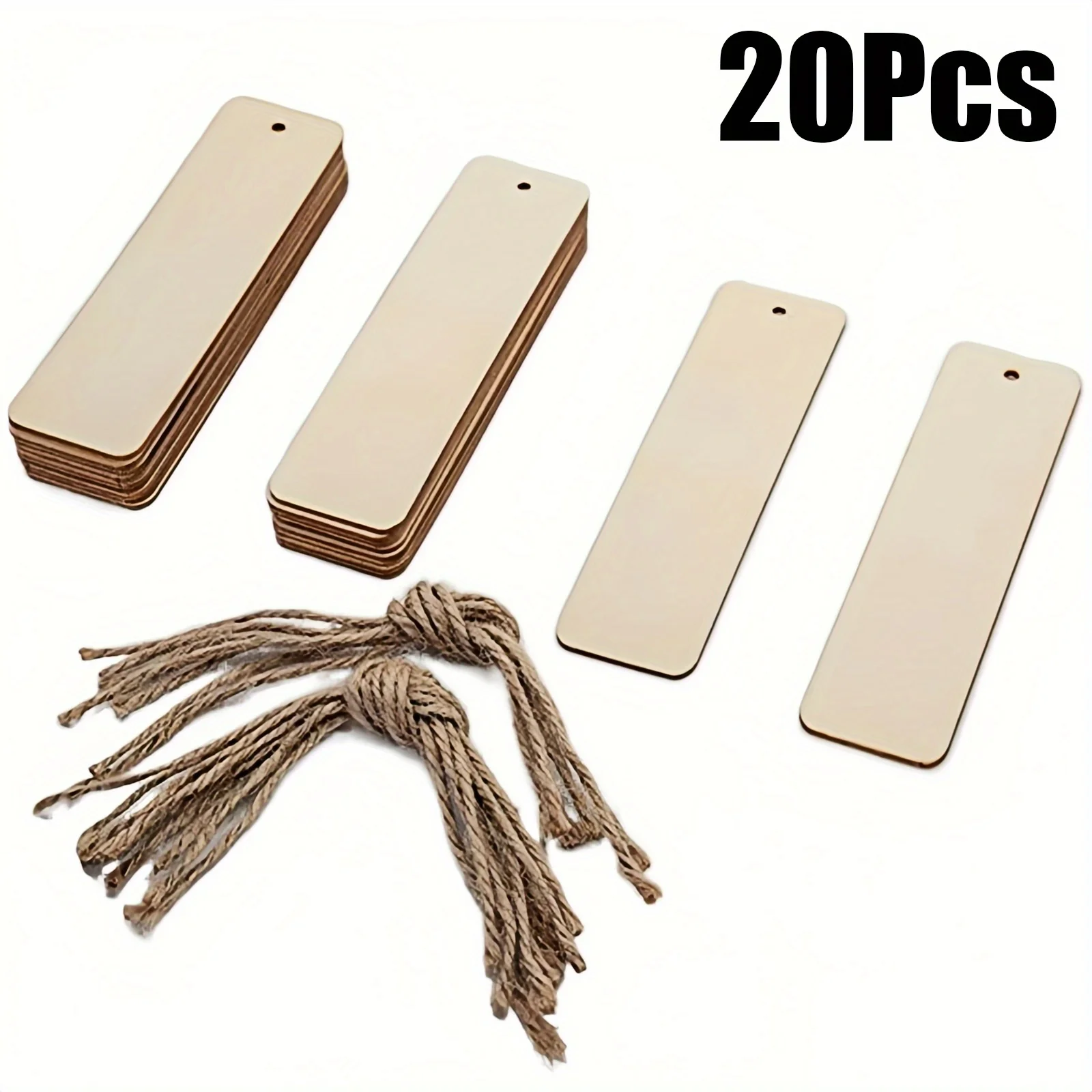20Pcs Wooden Blank Bookmark DIY Craft Unfinished Label For Home -20pcs - $17.38 CAD