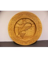 HAND CARVED WOODEN PLATE w/ FISH 11 1/2&quot; DIAMETER - €31,24 EUR