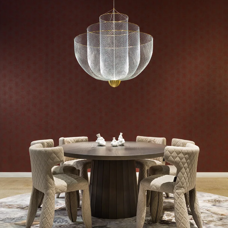 Design Electroplate Gold Meshmatic Grid Ceiling Chandelier Dining Table ... - $363.75+