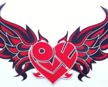 Love Heart &amp; Wings RED  Iron On Sew On Embroidered  Back Patch 12&quot;X 7&quot; - $22.79