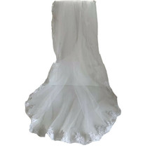 Wedding Veil White Tulle Faux Pearls Floral Detail Headpiece Comb Fingertip 39&quot; - £31.14 GBP
