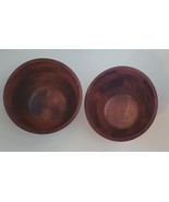 Pair Of 6&quot; Round Brown Teak Wooden Thick Salad Bowls - $34.03 CAD