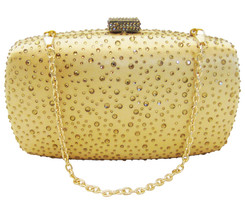 Anthony David Gold Satin &amp; Crystal Rhinestone Handbag - £33.13 GBP