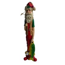 Vintage  1994 Jeanne Beaury Santa Claus Fisherman Christmas Figurine - £15.65 GBP