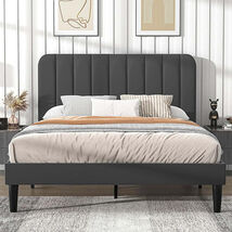 Dark Grey Queen Upholstered Platform Bed With Headboard - $288.65