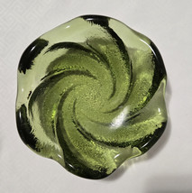 Vintage Fenton Art Glass Avocado Olive Green Swirl Glass 5” Trinket Cand... - $18.80