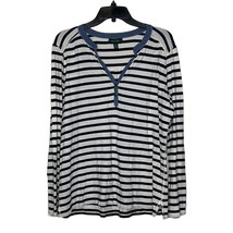 Lauren Ralph Lauren Jeans Co. Henley T-Shirt Size XL Blue White Striped Cotton - £17.02 GBP
