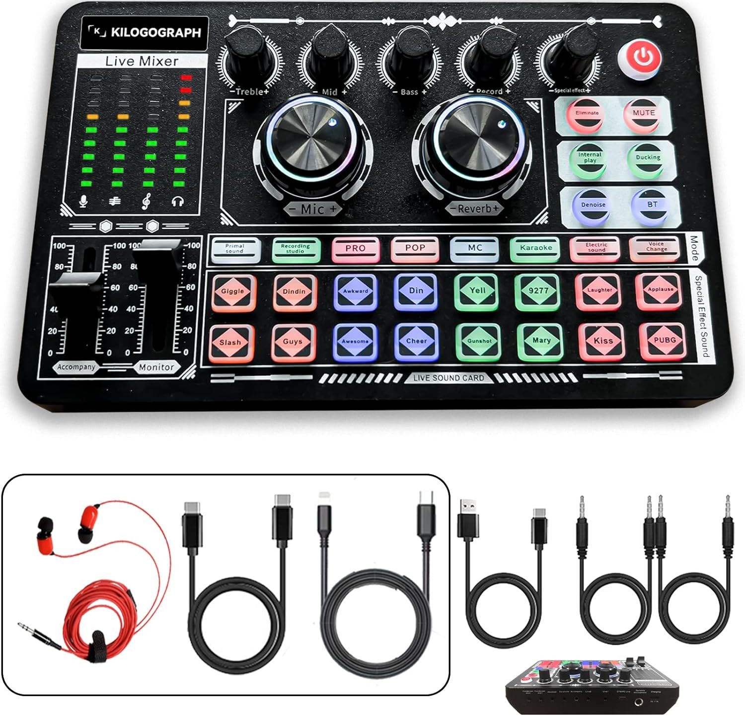 Podcast Sound Board - Audio Mixer With Effects,, F999 Plus, More Aux Cables - $79.99