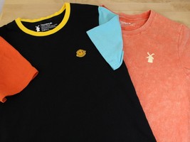 Lot of 2 Dutch Bros Shirt Size Small Black Color Block Smiley Face &amp; Orange Tee - £10.92 GBP